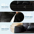 Canapé 86 places en cuir/velours côtelé, canapé moderne à assise profonde avec 2 coussins décoratifs, coussin rembourré et housse amovible pour petits espaces, appartements et salons