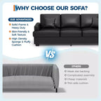 Canapé 86 places en cuir/velours côtelé, canapé moderne à assise profonde avec 2 coussins décoratifs, coussin rembourré et housse amovible pour petits espaces, appartements et salons