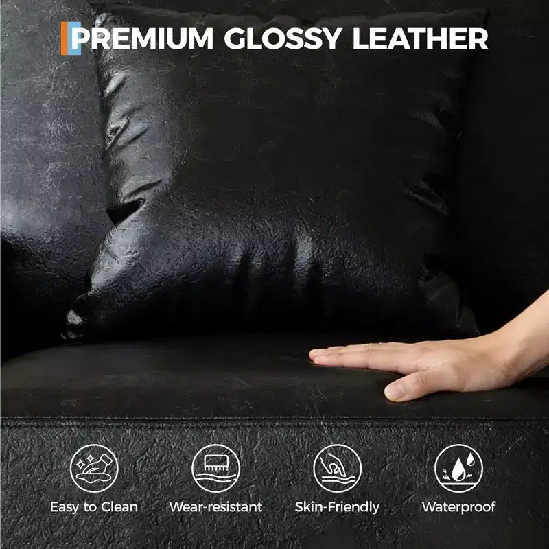 Canapé 86 places en cuir/velours côtelé, canapé moderne à assise profonde avec 2 coussins décoratifs, coussin rembourré et housse amovible pour petits espaces, appartements et salons