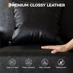 Canapé 86 places en cuir/velours côtelé, canapé moderne à assise profonde avec 2 coussins décoratifs, coussin rembourré et housse amovible pour petits espaces, appartements et salons