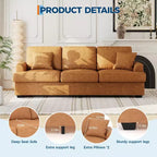 Canapé 86 places en cuir/velours côtelé, canapé moderne à assise profonde avec 2 coussins décoratifs, coussin rembourré et housse amovible pour petits espaces, appartements et salons