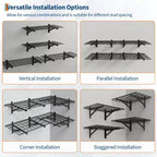 Étagères murales de garage, lot de 4, étagère flottante en métal de 60x90cm, système de rangement mural d'une capacité de 635 kg pour salon, cuisine, garage