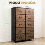 Organisation optimale. Commode haute à 10 tiroirs en métal et tissu. Style industriel moderne. Pour chambre, dressing, salon.