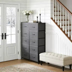 Organisation optimale. Commode haute à 10 tiroirs en métal et tissu. Style industriel moderne. Pour chambre, dressing, salon.