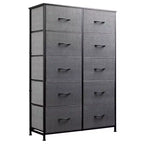 Optimal organization  Tall 10-drawer metal and fabric chest of drawers  Modern industrial style  For bedroom, dressing room, living room