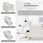 Fauteuil Convertible FurnitureR avec Lit Extensible et Porte-Gobelets, Fauteuil-Lit en Velours Litchi pour Salon, Chambre d'amis ou Petit Espace, Crème