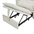 Fauteuil Convertible FurnitureR avec Lit Extensible et Porte-Gobelets, Fauteuil-Lit en Velours Litchi pour Salon, Chambre d'amis ou Petit Espace, Crème