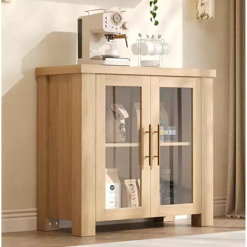 Bahut de buffet avec portes en verre, buffet moderne avec rangement, table de buffet en bois pour salon, salle à manger et cuisine