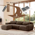 Canapé sectionnel modulaire en peluche FurnitureR avec ottoman, canapé nuage à assise profonde, en forme de L, rembourré pour salon, grand canapé moderne, marron