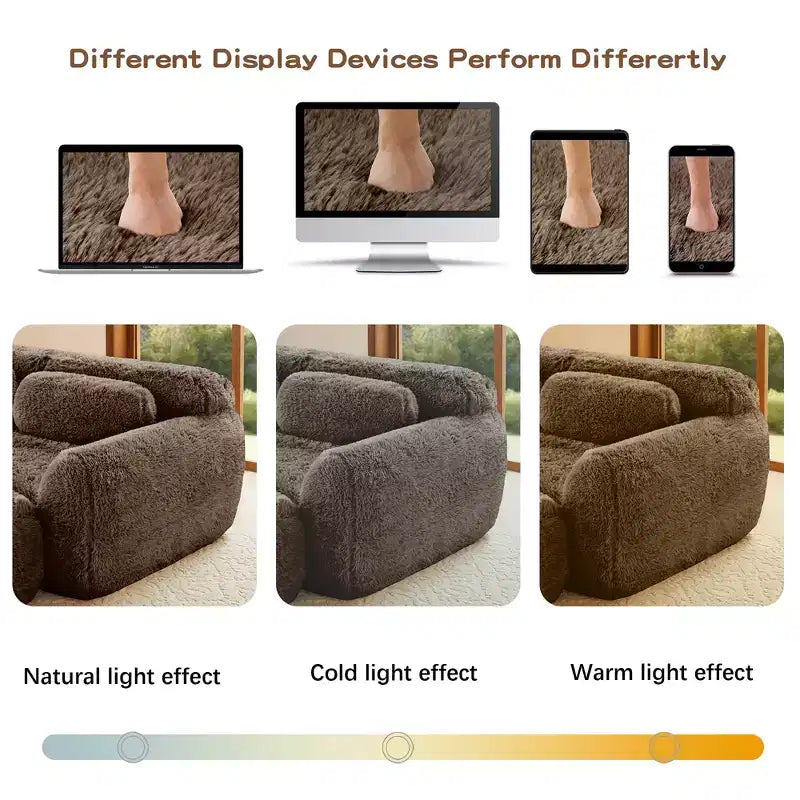 Canapé sectionnel modulaire en peluche FurnitureR avec ottoman, canapé nuage à assise profonde, en forme de L, rembourré pour salon, grand canapé moderne, marron