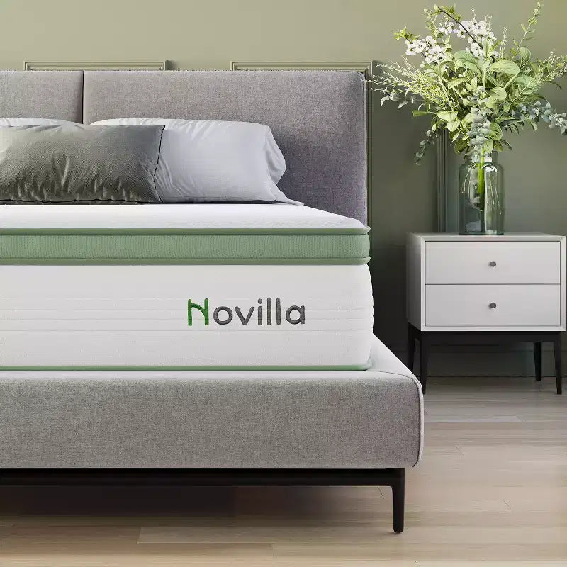 Matelas hybride en mousse à mémoire de forme et gel rafraîchissant Novilla de 6/8/10/12/14 pouces, CertiPUR-US, certifié OEKO-TEX