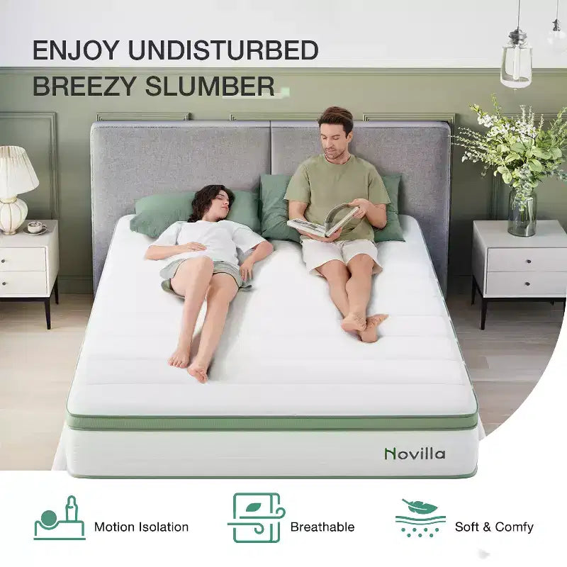 Matelas hybride en mousse à mémoire de forme et gel rafraîchissant Novilla de 6/8/10/12/14 pouces, CertiPUR-US, certifié OEKO-TEX