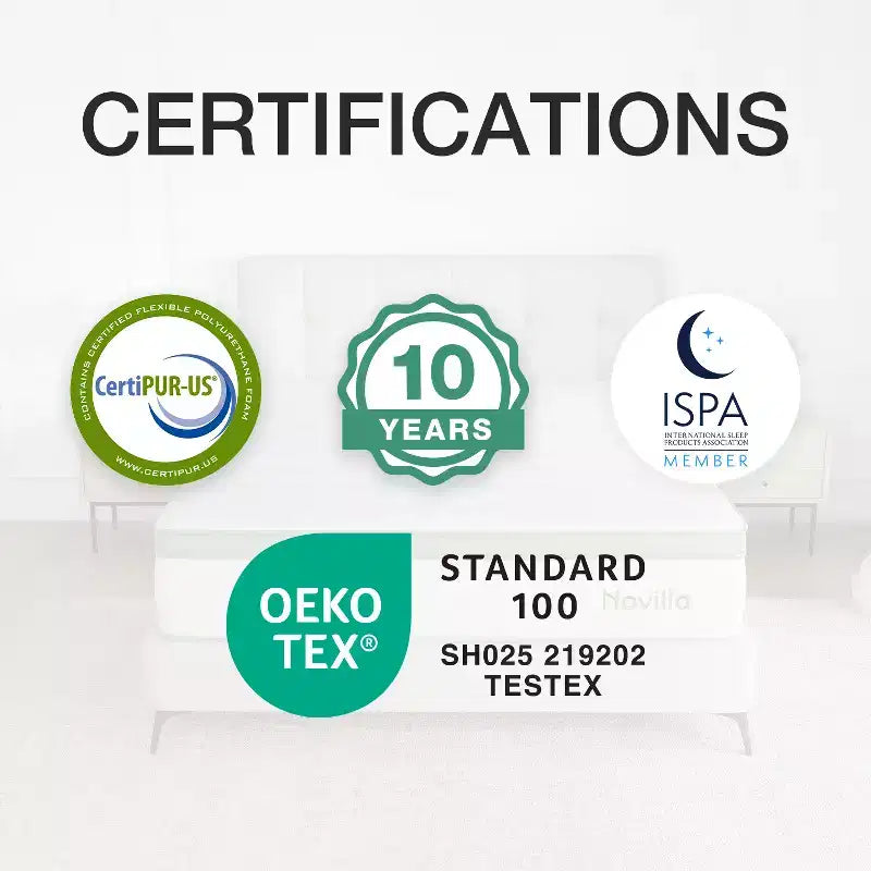 Matelas hybride en mousse à mémoire de forme et gel rafraîchissant Novilla de 6/8/10/12/14 pouces, CertiPUR-US, certifié OEKO-TEX