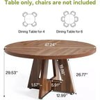 Table à manger ronde de 120 cm pour 4 à 6 personnes, avec pied central en bois, moderne pour salle à manger, cuisine, salon