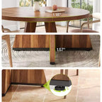Table à manger ronde de 120 cm pour 4 à 6 personnes, avec pied central en bois, moderne pour salle à manger, cuisine, salon