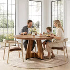 Table à manger ronde de 120 cm pour 4 à 6 personnes, avec pied central en bois, moderne pour salle à manger, cuisine, salon