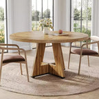 Table à manger ronde de 120 cm pour 4 à 6 personnes, avec pied central en bois, moderne pour salle à manger, cuisine, salon