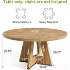 Table à manger ronde de 120 cm pour 4 à 6 personnes, avec pied central en bois, moderne pour salle à manger, cuisine, salon