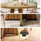 Table à manger ronde de 120 cm pour 4 à 6 personnes, avec pied central en bois, moderne pour salle à manger, cuisine, salon