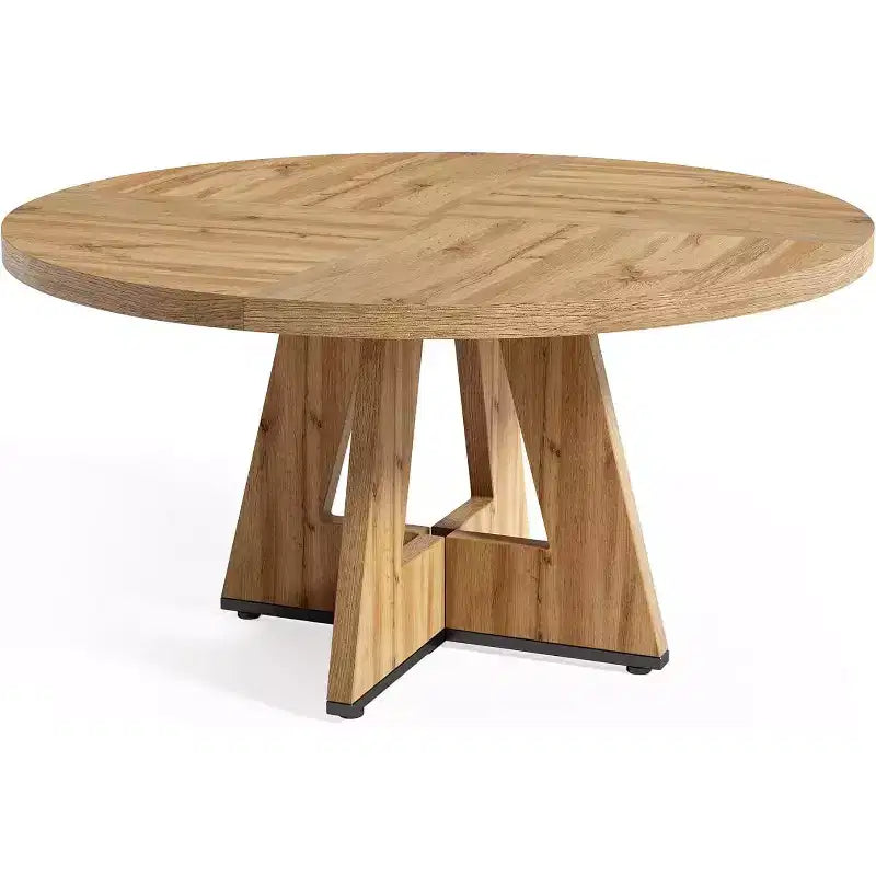 Table à manger ronde de 120 cm pour 4 à 6 personnes, avec pied central en bois, moderne pour salle à manger, cuisine, salon