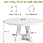 Table à manger ronde de 120 cm pour 4 à 6 personnes, avec pied central en bois, moderne pour salle à manger, cuisine, salon