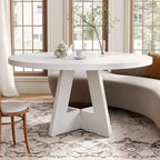 Table à manger ronde de 120 cm pour 4 à 6 personnes, avec pied central en bois, moderne pour salle à manger, cuisine, salon