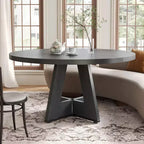 Table à manger ronde de 120 cm pour 4 à 6 personnes, avec pied central en bois, moderne pour salle à manger, cuisine, salon