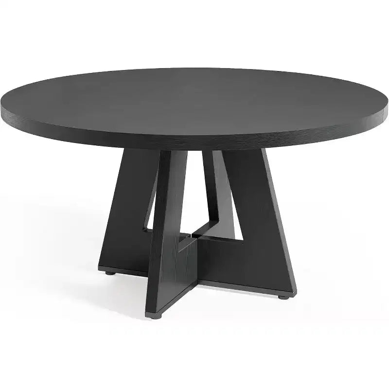 Table à manger ronde de 120 cm pour 4 à 6 personnes, avec pied central en bois, moderne pour salle à manger, cuisine, salon