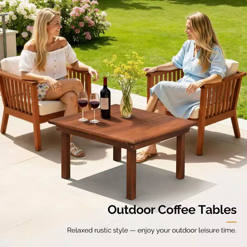 Table basse pliante d'extérieur VINGLI, table basse de patio en bois de peuplier naturel, aucun assemblage requis, idéale pour le balcon, le porche