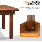Table basse pliante d'extérieur VINGLI, table basse de patio en bois de peuplier naturel, aucun assemblage requis, idéale pour le balcon, le porche