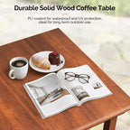Table basse pliante d'extérieur VINGLI, table basse de patio en bois de peuplier naturel, aucun assemblage requis, idéale pour le balcon, le porche