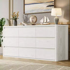 Commode large en bois moderne à 9 tiroirs - Grande commode de rangement pour chambre, salon et entrée