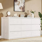 Commode large en bois moderne à 9 tiroirs - Grande commode de rangement pour chambre, salon et entrée