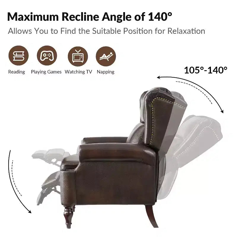 Fauteuil inclinable manuel Ambrogio en cuir véritable|Hulala Home-ESPRESSO