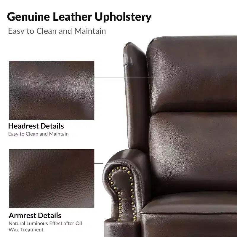 Fauteuil inclinable manuel Ambrogio en cuir véritable|Hulala Home-ESPRESSO