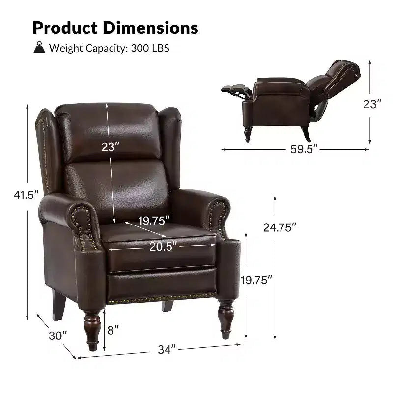 Fauteuil inclinable manuel Ambrogio en cuir véritable|Hulala Home-ESPRESSO