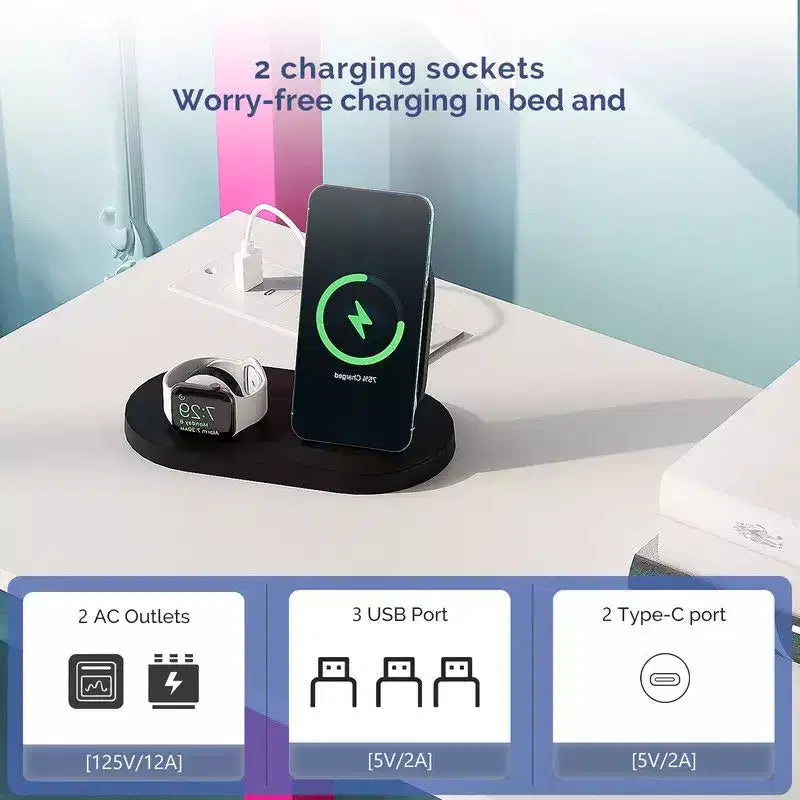 Lit superposé métallique double Karl Home avec bureau, tiroirs, bande LED, station de recharge USB, garde-corps et échelle