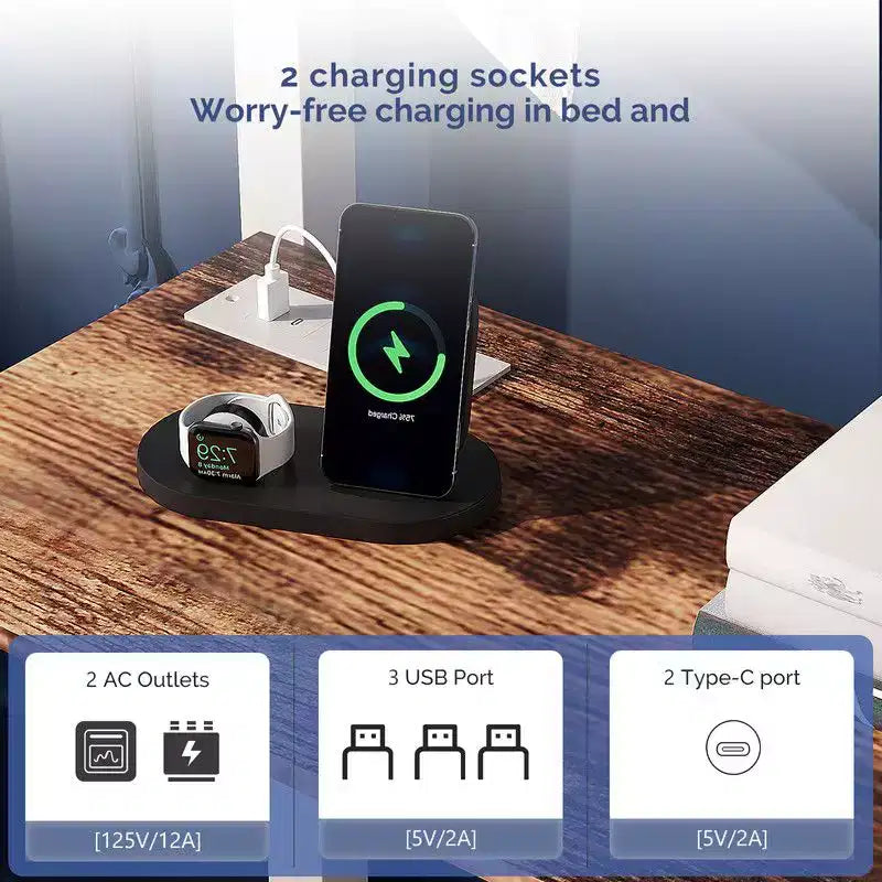 Lit superposé métallique double Karl Home avec bureau, tiroirs, bande LED, station de recharge USB, garde-corps et échelle
