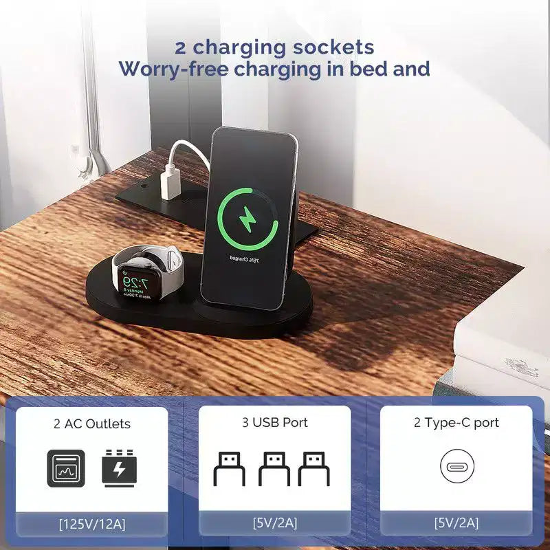 Lit superposé métallique double Karl Home avec bureau, tiroirs, bande LED, station de recharge USB, garde-corps et échelle