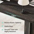 Bureau de direction Lantine 63 pouces, bureau d'ordinateur vintage avec grand plateau, table d'écriture en bois style rustique pour bureau à domicile, marron foncé