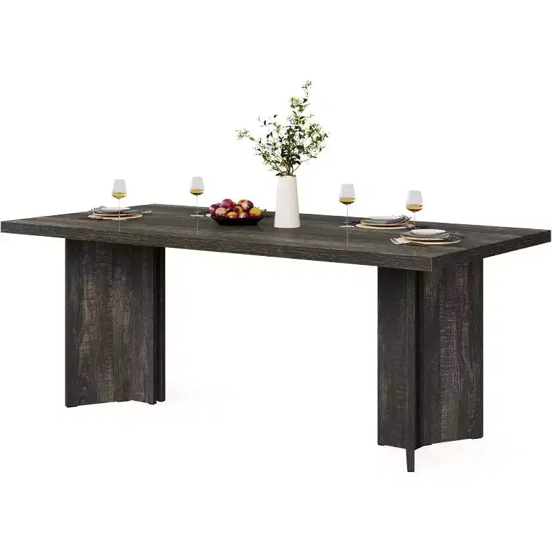 Bureau de direction Lantine 63 pouces, bureau d'ordinateur vintage avec grand plateau, table d'écriture en bois style rustique pour bureau à domicile, marron foncé