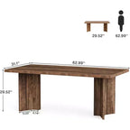 Bureau de direction Lantine 63 pouces, bureau d'ordinateur vintage avec grand plateau, table d'écriture en bois style rustique pour bureau à domicile, marron foncé