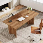 Bureau de direction Lantine 63 pouces, bureau d'ordinateur vintage avec grand plateau, table d'écriture en bois style rustique pour bureau à domicile, marron foncé