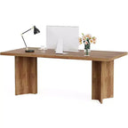 Bureau de direction Lantine 63 pouces, bureau d'ordinateur vintage avec grand plateau, table d'écriture en bois style rustique pour bureau à domicile, marron foncé