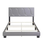 Cadre de lit plateforme capitonné Boyd Sleep VMI0404GYEK Brussels en similicuir taille King avec tête de lit décorative et support à lattes en bois