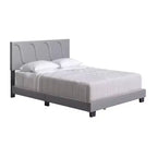Cadre de lit plateforme capitonné Boyd Sleep VMI0404GYEK Brussels en similicuir taille King avec tête de lit décorative et support à lattes en bois
