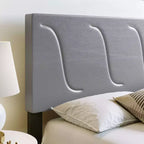 Cadre de lit plateforme capitonné Boyd Sleep VMI0404GYEK Brussels en similicuir taille King avec tête de lit décorative et support à lattes en bois