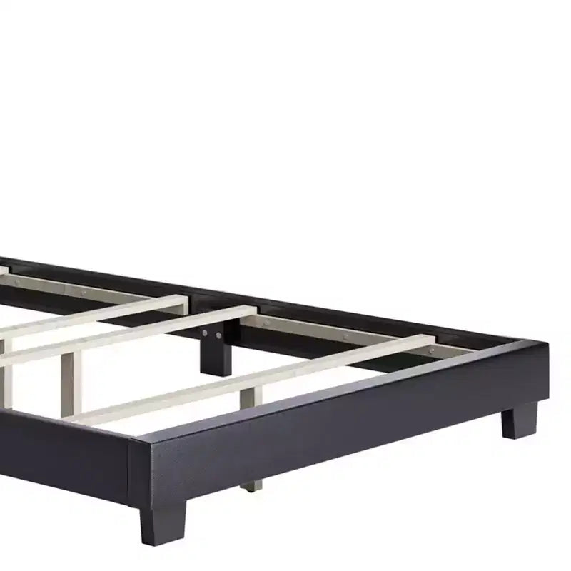 Cadre de lit plateforme capitonné Boyd Sleep VMI0404GYEK Brussels en similicuir taille King avec tête de lit décorative et support à lattes en bois
