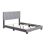 Boyd Sleep VMI0404GYEK Brussels Faux Leather Upholstered King Size Platform Bed Frame with Decorative Headboard and Wood Slat Supports
