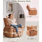 Fauteuil inclinable pivotant et basculant en cuir PU DobleePy de 21,26 pouces, base ronde pivotante à 360°, fonction massage et chauffage, canapé simple pour salon